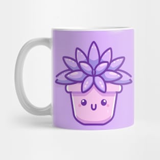 Cute Lilac Succulent in a Pot | Kawaii Cacti Houseplant | Design for Kawaii Lovers Mug